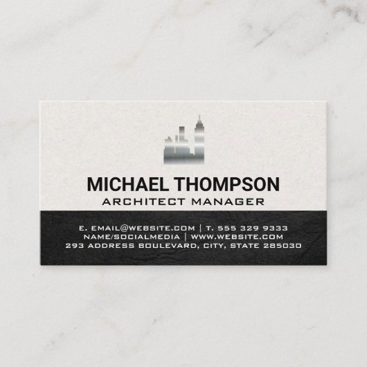 Sky Scraper Building Icon | Metaal Visitekaartje (Voorkant)