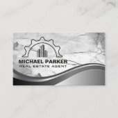 Sky Scraper Buildings | Achtergrond marmer Metal Visitekaartje (Voorkant)