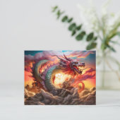 Sky Sovereign – Chinese Airbrush Dragon over Mount Briefkaart (Staand voorkant)