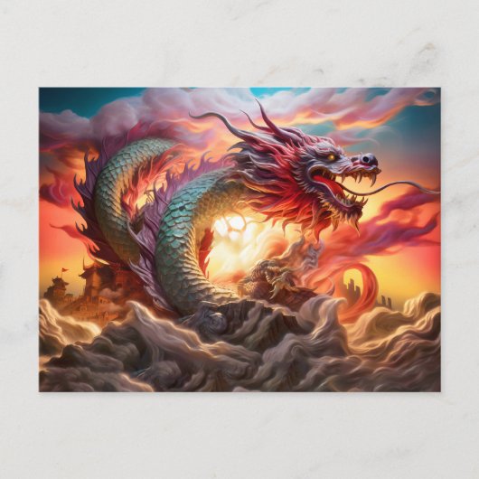 Sky Sovereign – Chinese Airbrush Dragon over Mount Briefkaart (Voorkant)