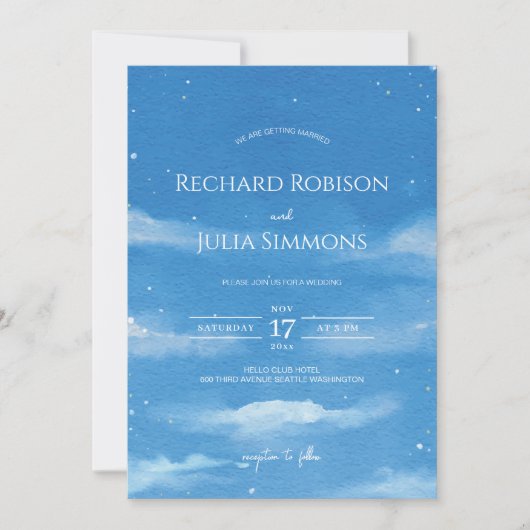 SKY sparen de Datum Uitnodiging /Waterverf Sky Clo (Voorkant)