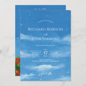 SKY sparen de Datum Uitnodiging /Waterverf Sky Clo (Voorkant / Achterkant)