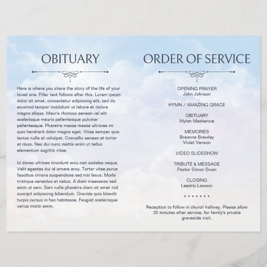 Sky Theme Uitvaartboekje Orde van Service Flyer (Achterkant)