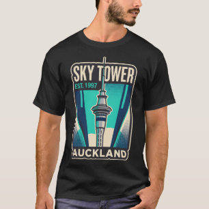 Sky Tower Auckland Nieuw-Zeeland Vintage Reizen T-shirt