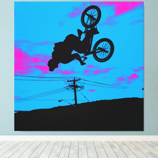 Sky Trekking - BMX Rider Canvas Afdruk (Insitu (Houten vloer))