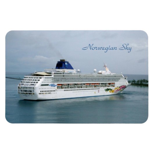 Sky Turning in Nassau Blauwe Tekst Magneet (Horizontaal)