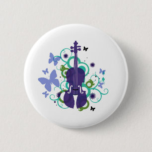 Sky Violin Design Ronde Button 5,7 Cm