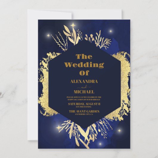 Sky Volle Maan Nacht onder de Sterren Bruiloft Kaart (Voorkant)