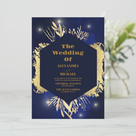 Sky Volle Maan Nacht onder de Sterren Bruiloft Kaart (Staand voorkant)