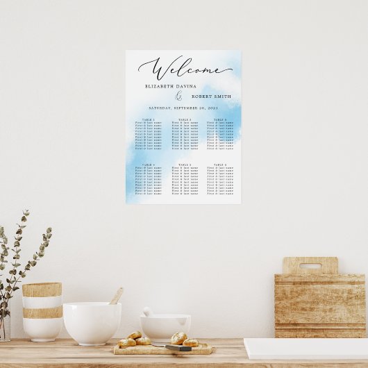 Sky Waterverf Wash and elegant Wedding Poster (Keuken)