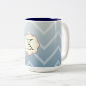 Sky White Chevron Tweekleurige Koffiemok (Voorkant rechts)