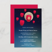 Sky Wish Lanterns Chinese bruiloft uitnodiging (Voorkant / Achterkant)