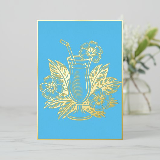 SkyBlue Luxe Gold Cocktail Party Menu (Staand Voorkant)