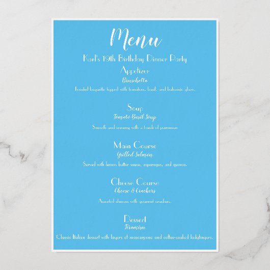 SkyBlue Luxe Gold Cocktail Party Menu (Achterkant)