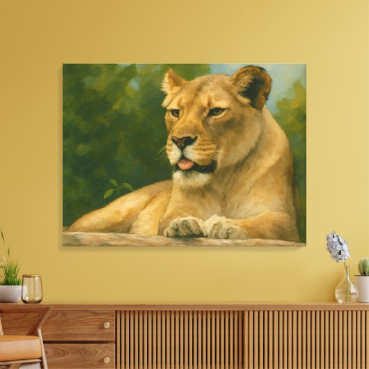 Skybound Grace - Leeuwin op de richel Canvas Afdruk (Insitu (Woonkamer))