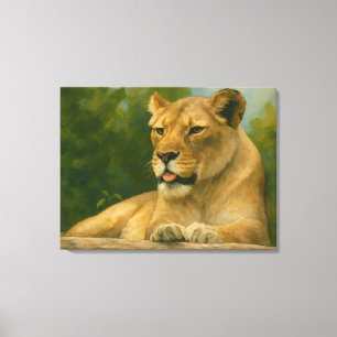 Skybound Grace - Leeuwin op de richel Canvas Afdruk