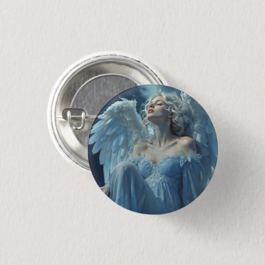 Skybound Silence: Engel van de Middernachtsluier Ronde Button 3,2 Cm (Voorkant /achterkant)