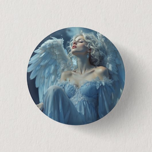 Skybound Silence: Engel van de Middernachtsluier Ronde Button 3,2 Cm (Voorkant)