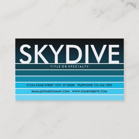 SKYDIVE aqua staal Visitekaartje (Voorkant)