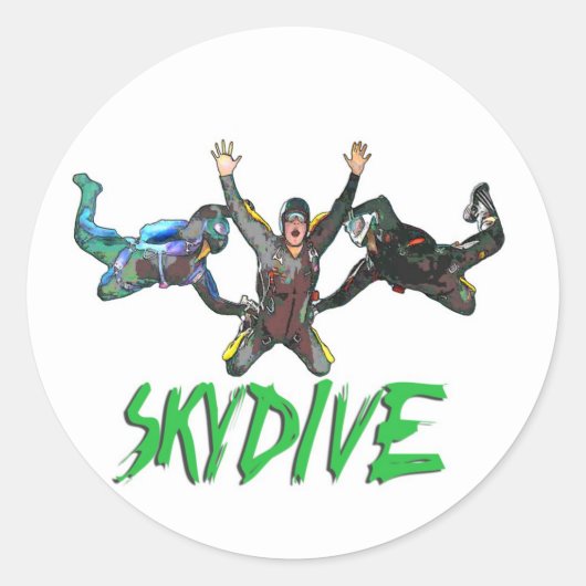 Skydive - Groene tekst Ronde Sticker (Voorkant)