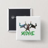 Skydive - Groene tekst Vierkante Button 5,1 Cm (Voorkant /achterkant)