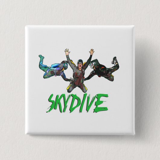 Skydive - Groene tekst Vierkante Button 5,1 Cm (Voorkant)