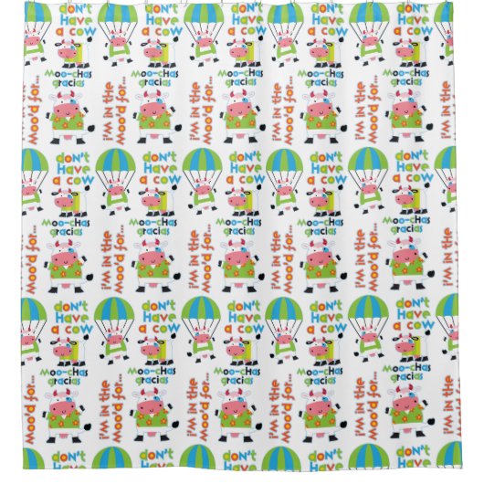 Skydive Koe Cute Quottes Douchegordijn (Voorkant)