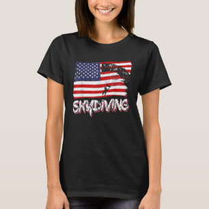 Skydive Parachute Skydiver Parachutist USA Flag Di T-shirt