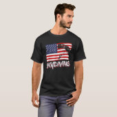 Skydive Parachute Skydiver Parachutist USA Flag Di T-shirt (Voorkant volledig)