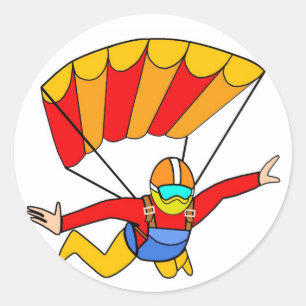 Skydive Red Yello Parachute Ronde Sticker