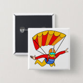 Skydive Red Yello Parachute Vierkante Button 5,1 Cm (Voorkant /achterkant)