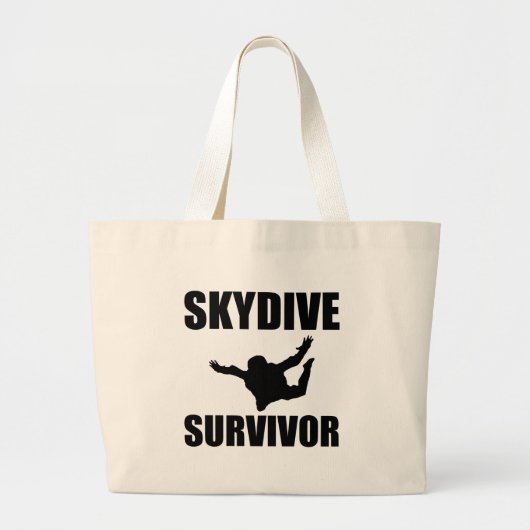 Skydive Survivor Funny Grote Tote Bag (Voorkant)