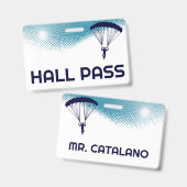 Skydive Teacher Hall Pass Badge (Voor- en achterkant)