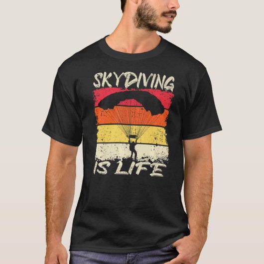 Skydiven Is Leven Vintage Sporten T-shirt (Voorkant)