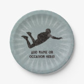 Skydiver action hero - robuuste stalen look eigen papieren bordje (Voorkant)