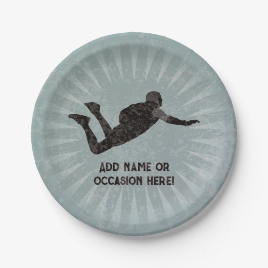 Skydiver action hero - robuuste stalen look eigen papieren bordje (Voorkant)