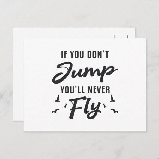 Skydiver als je niet springt, zal je nooit klappen briefkaart (Voorkant / Achterkant)