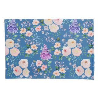 Skydiver Blue Waterverf Floral Kussensloop