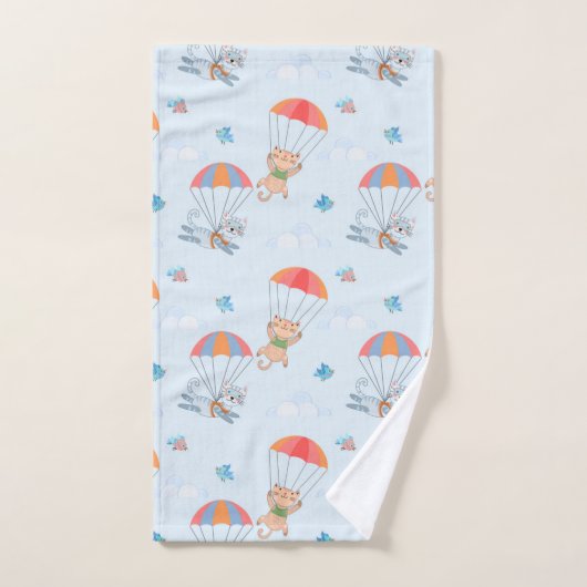 Skydiver Cat Seamless Pattern Bad Handdoek (Handdoek)