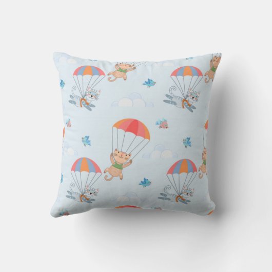 Skydiver Cat Seamless Pattern Kussen (Achterkant)
