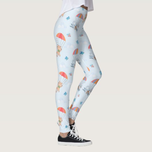 Skydiver Cat Seamless Pattern Leggings (Rechts)