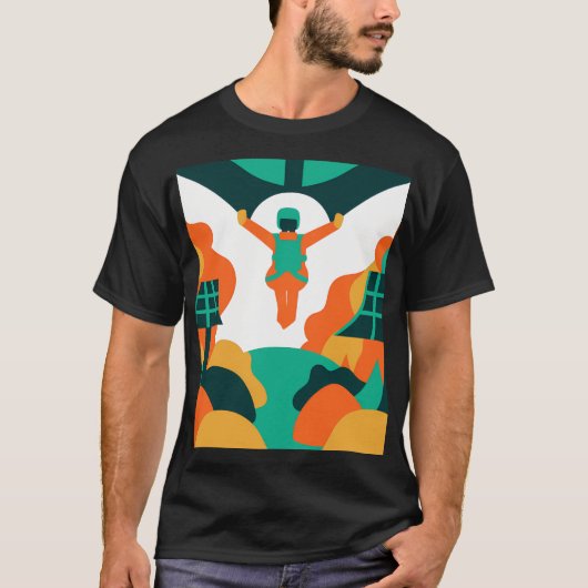Skydiver Descending Over Solar Powered Landscape T-shirt (Voorkant)