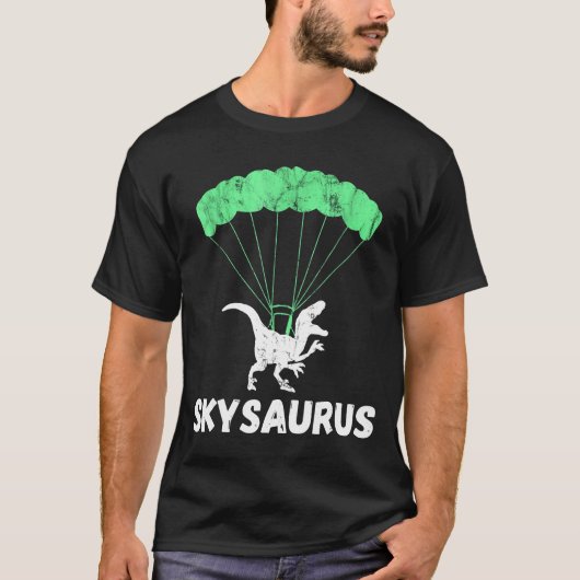Skydiver Dinosaurs Skydiving Parachute Jumping Tre T-shirt (Voorkant)