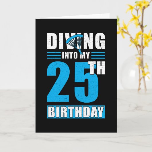 Skydiver Gift 25th Birthday Kaart (Gele Bloem)