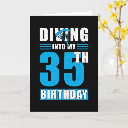 Skydiver Gift 35th Birthday Kaart (Gele Bloem)