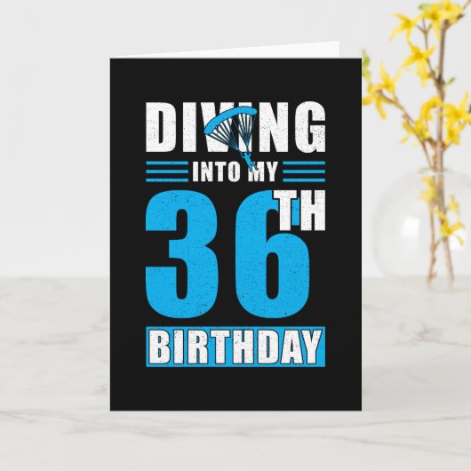 Skydiver Gift 36th Birthday Kaart (Gele Bloem)
