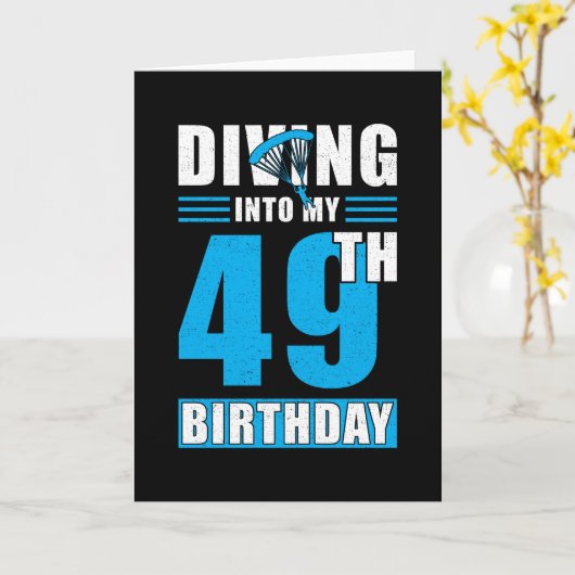 Skydiver Gift 49th Birthday Kaart (Gele Bloem)