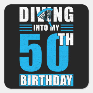 Skydiver Gift 50th Birthday Vierkante Sticker