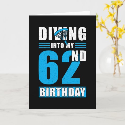 Skydiver Gift 62nd Birthday Kaart (Gele Bloem)