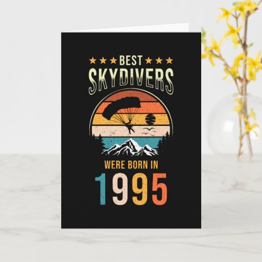 Skydiver Gift, geboren in 1995 Kaart (Gele Bloem)